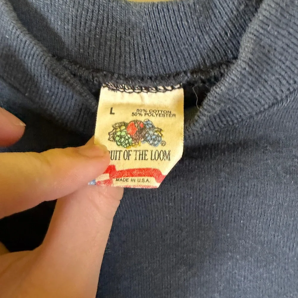Vintage Fruit of the‎ Loom Wisconsin Americas Heartland Heart Sweatshirt Black L